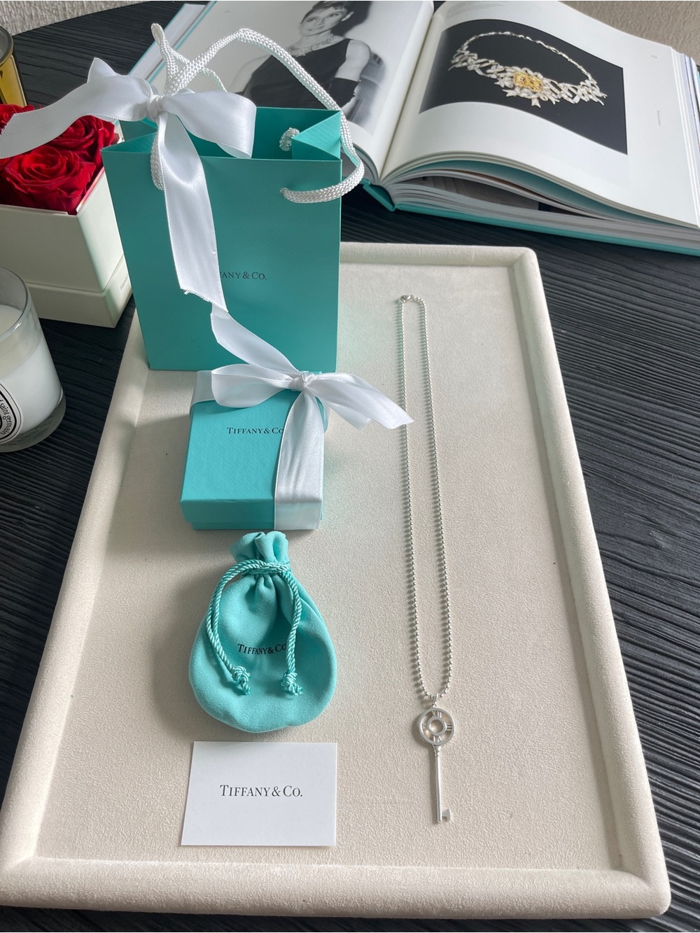 Tiffany & Co. Atlas Key Pendant Necklace Sterling Silver 24”
